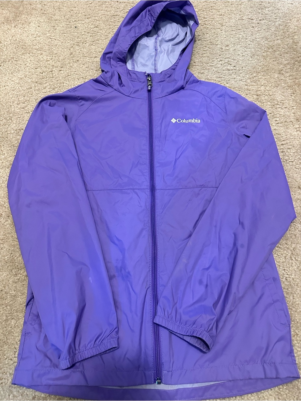 Columbia Kids Purple Hooded Rain Jacket